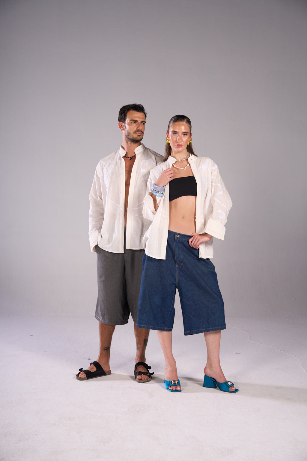 Nile Bloom Linen Shirt - Archive White