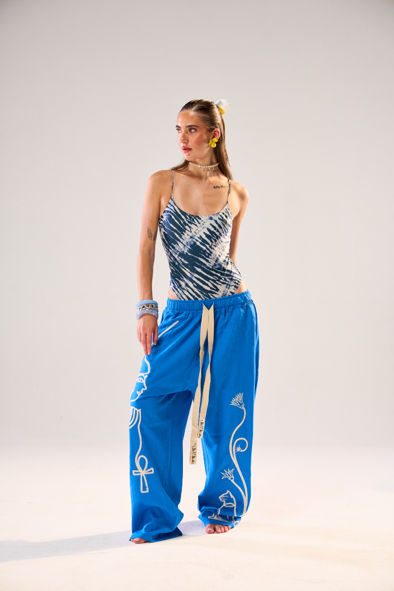 Eternal Script Pants - Cobalt