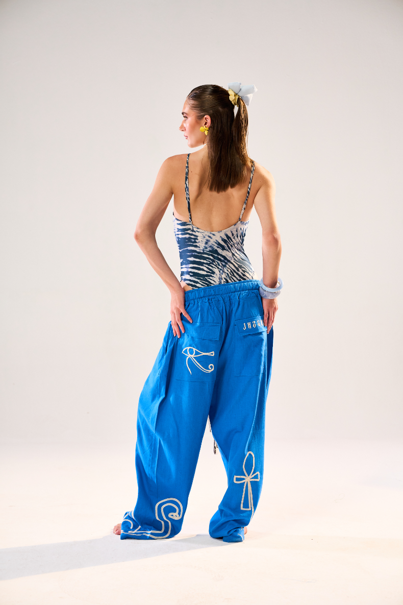 Eternal Script Pants - Cobalt