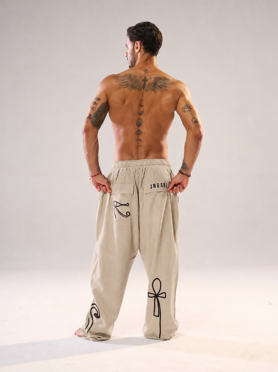 Eternal Script Linen Pants - Natural Sand