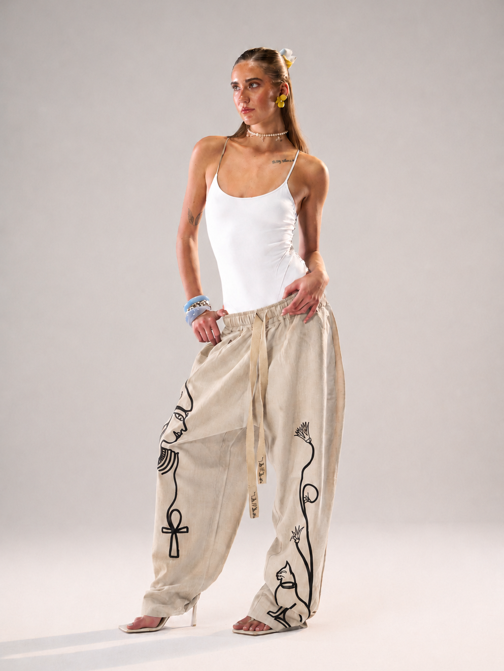 Eternal Script Linen Pants - Natural Sand