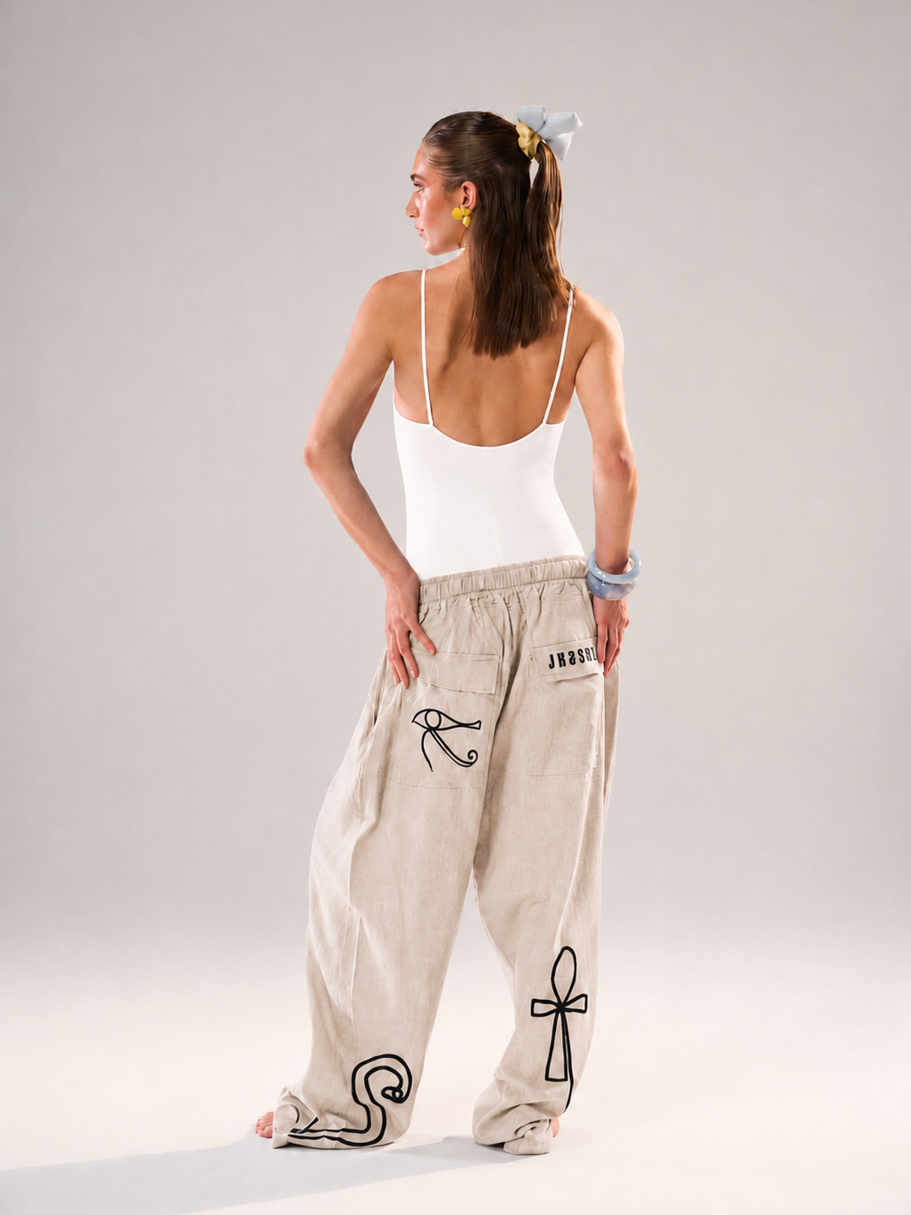 Eternal Script Linen Pants - Natural Sand