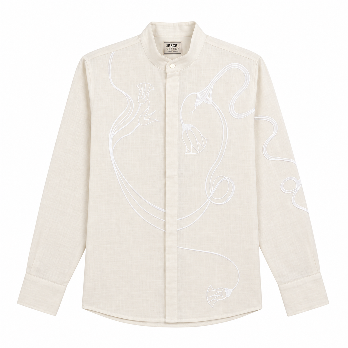 Nile Bloom Linen Shirt - Archive White